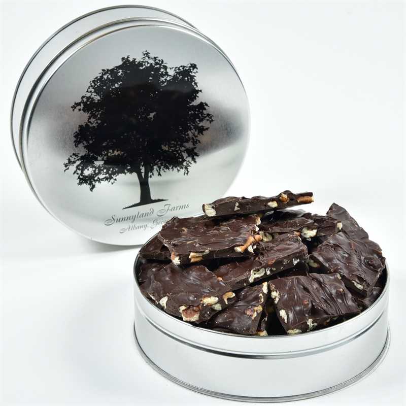 Dark Chocolate Pecan Bark Junior Tin