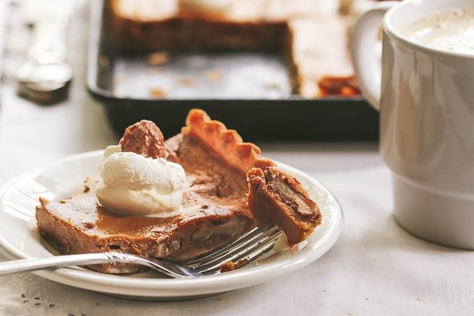 Pumpkin Slab Pie with Candied Pecans