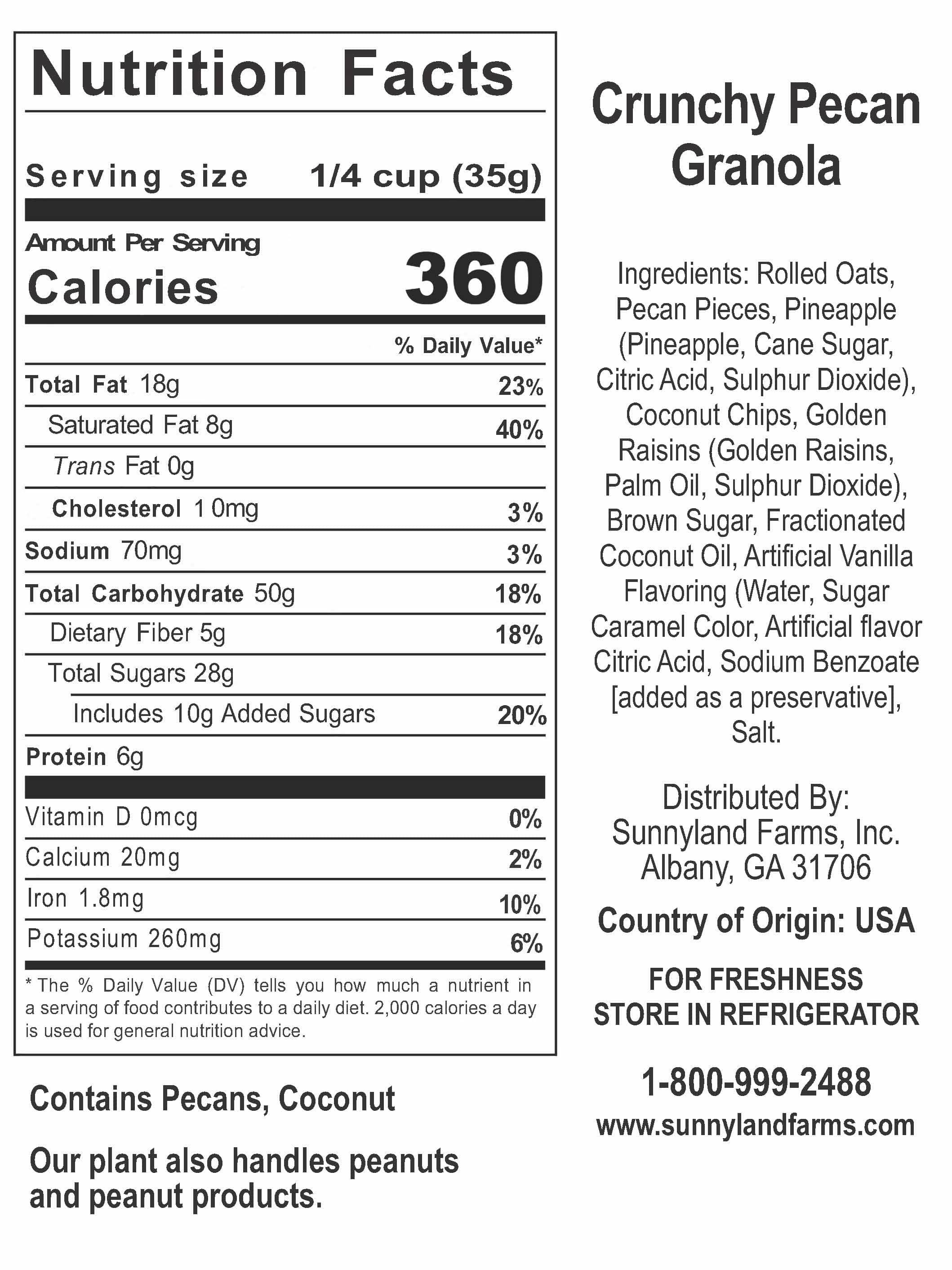 granola nutrition label 2022
