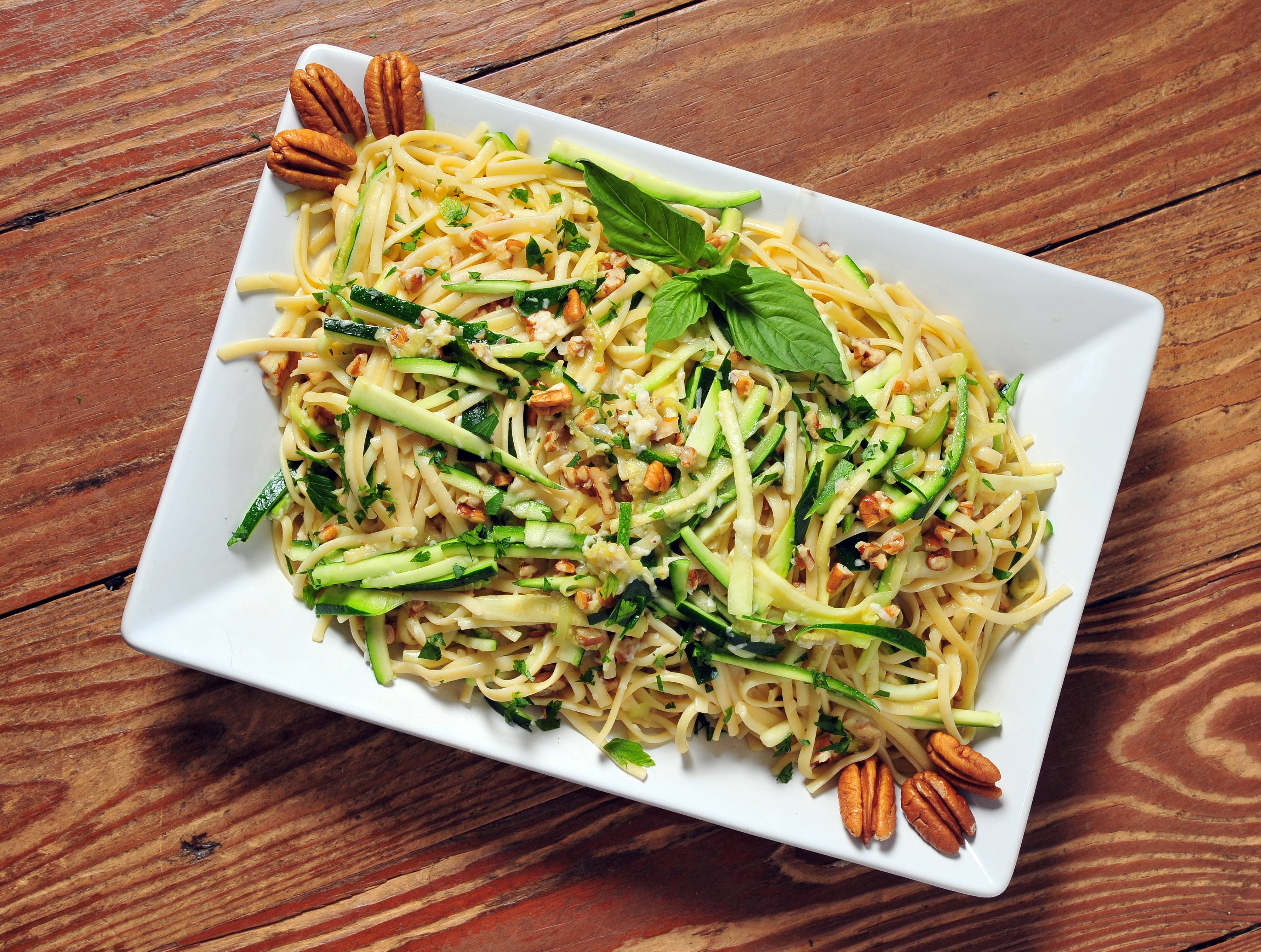 Linguini with Zucchini & pecans